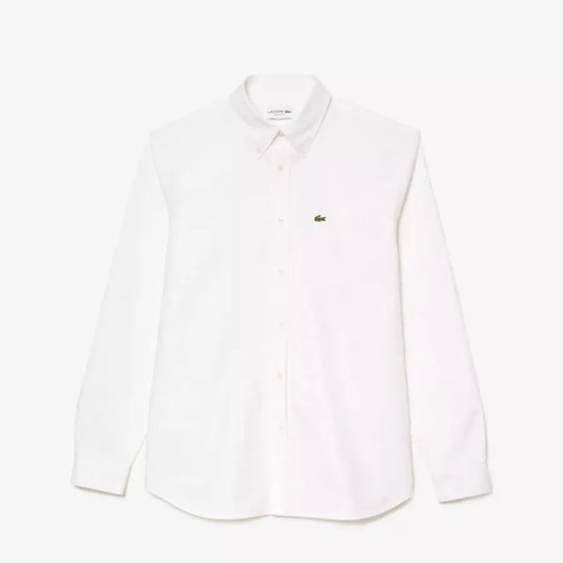 Lacoste Regular Fit Shirt for Men - White Cotton Shirt - Long Sleeve